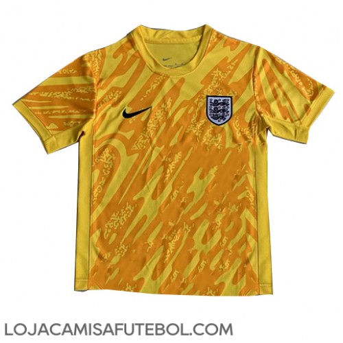 Camisa de Futebol Inglaterra Goleiro Equipamento Secundário Europeu 2024 Manga Curta